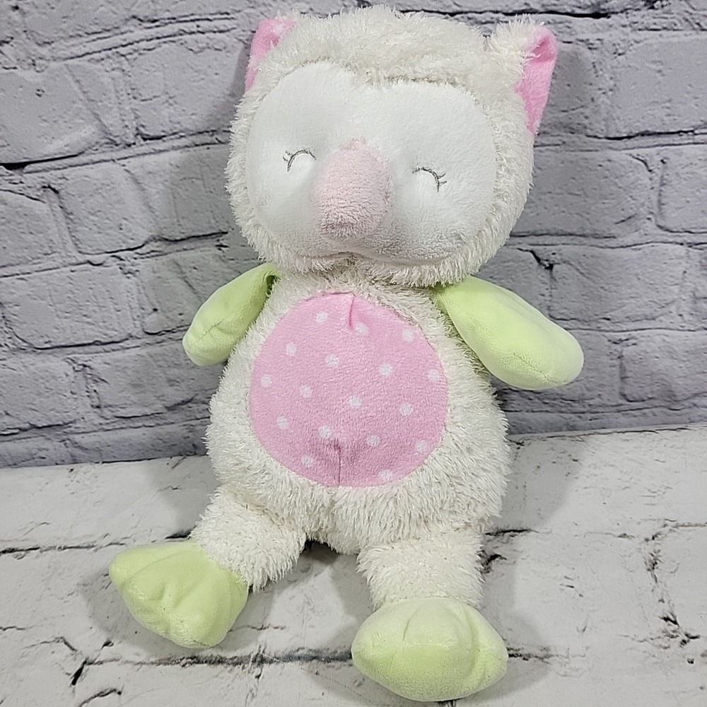 Stephan Baby Plush Sleepy Eye‎ Owl Stuffed Animal Toy Girl Pink Polka Dot Lovey